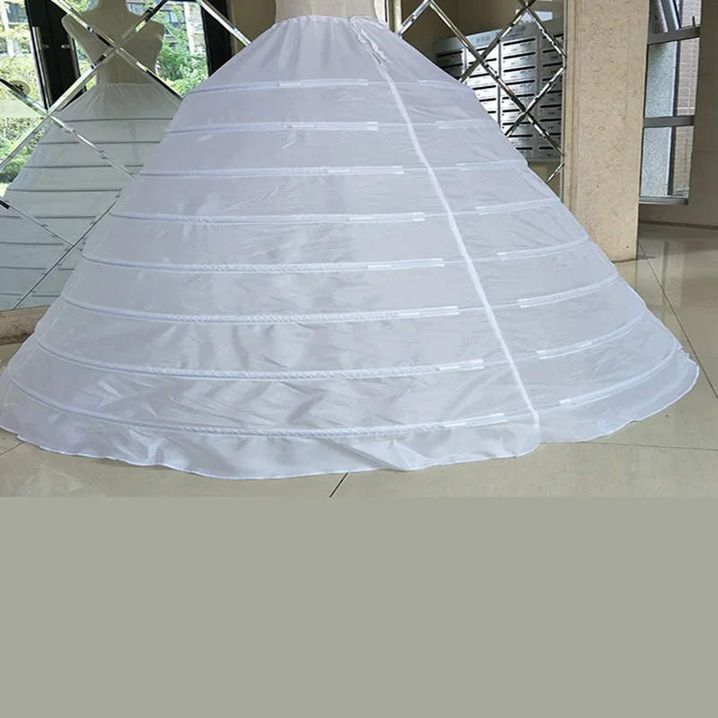 Underskirt Crinoline para vestido Quinceanera, Petticoat aço forte para vestido de baile, branco, 8 aros