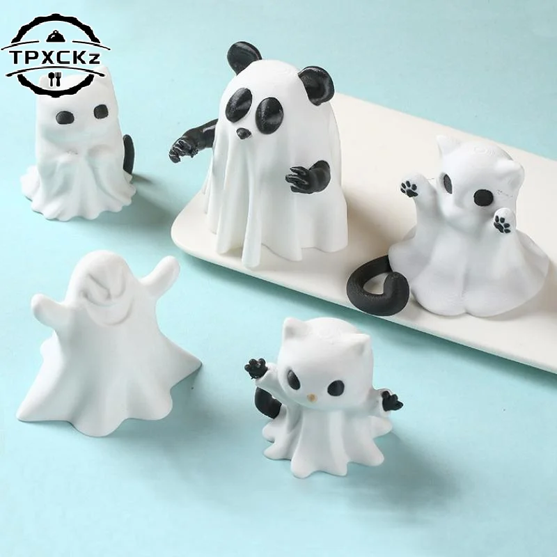 1Pcs Home Decoration Crafts Mini Kitten Ghost Ornament Cute Desktop Atmosphere Halloween Feeling Send Girlfriend Cat Gift