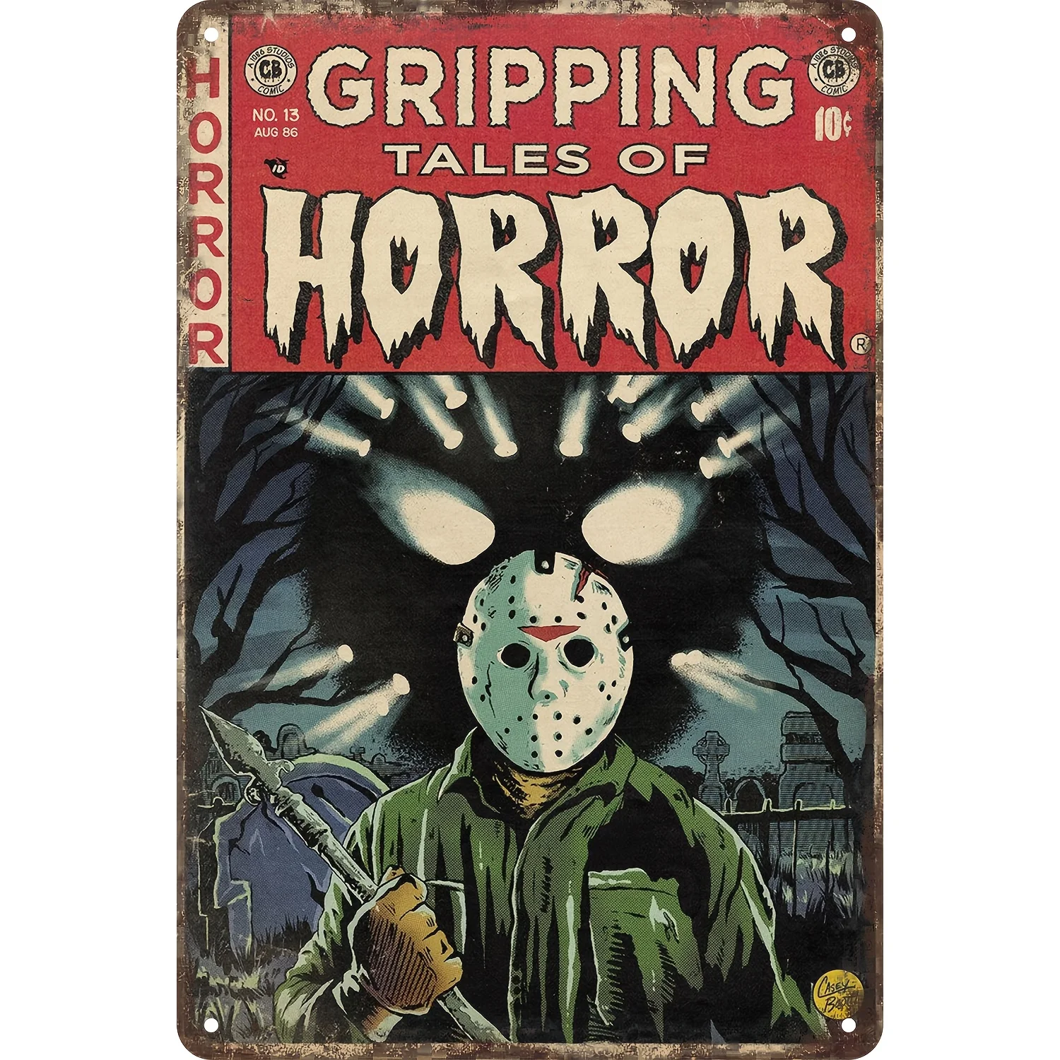Room Decor  Vintage Horror Comic Poster, Gripping Tales of Horror Metal metal Sign, Home Bedroom Bar Cafe Wall Decor, 7.8 x 11.8