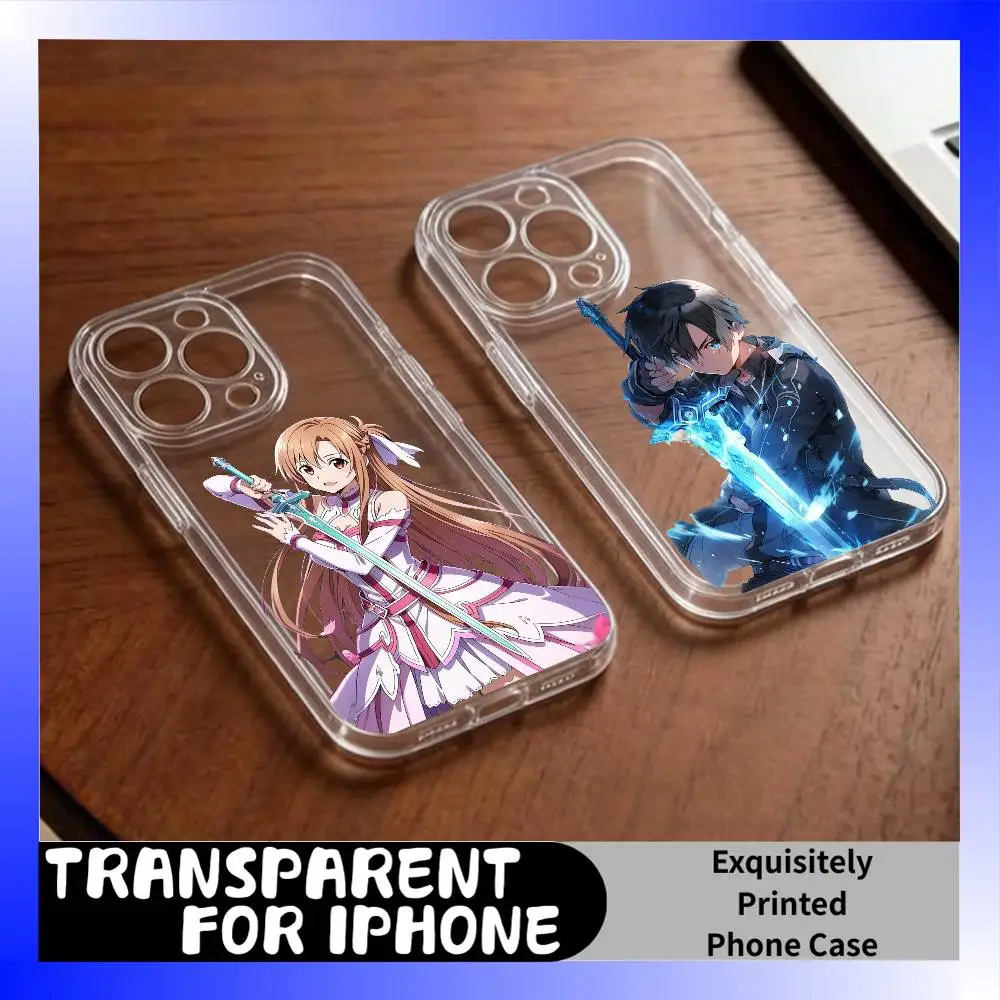 Чехол для телефона K-Kirto Sword-AO Asuna для iPhone 17 16 15 14 13 12 11 Mini Pro Max Plus, прозрачный