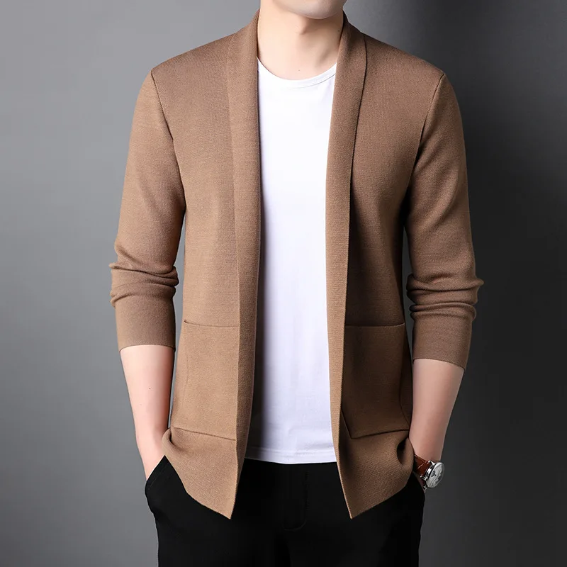 MRMT 2024Brand New Outer Wear Clothing Garment Knitted Cardigan Men's Fashion Long Sleeve Simple Leisure Solid Color Coat