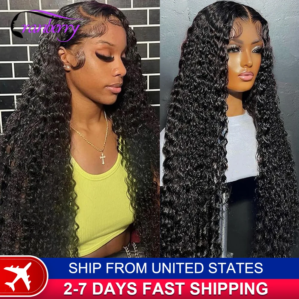 Human Hair Lace Wigs Remy Brazilian Transparent Deep Wave 13x4 Lace Frontal Wig 180% Density Cranberry Hair 13x4 Lace Front Wig