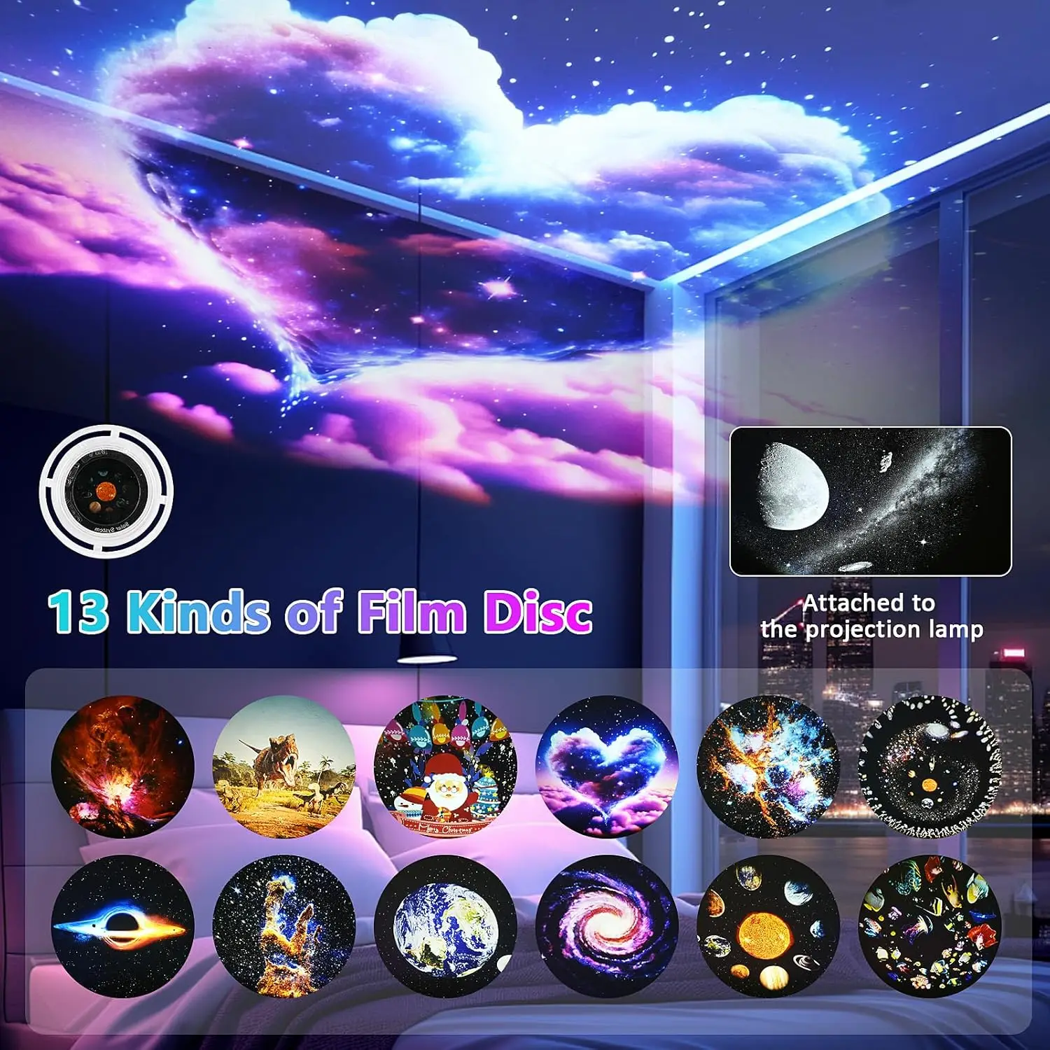 Star Projector 13 in 1 Galaxy Projector Night Light Lamps 360° Rotate 4K Ultra HD Starry Sky Projector For Room Decoration Lamp