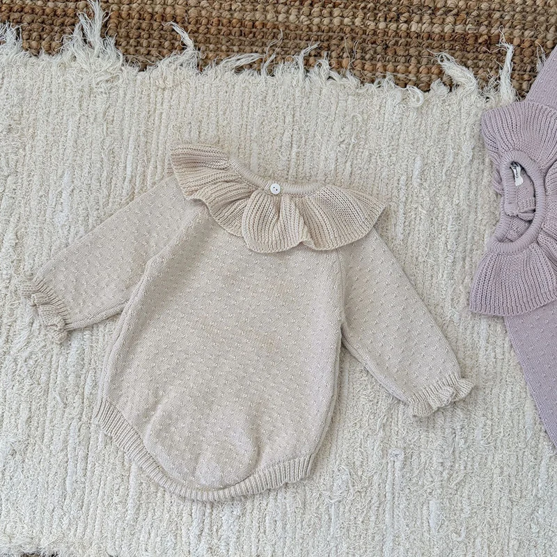 ربيع جديد 2026 0-24 متر ملابس الرضع طفل الفتيات محبوك بذلة بأكمام طويلة بلون الوليد الطفل الفتيات محبوك داخلية #6