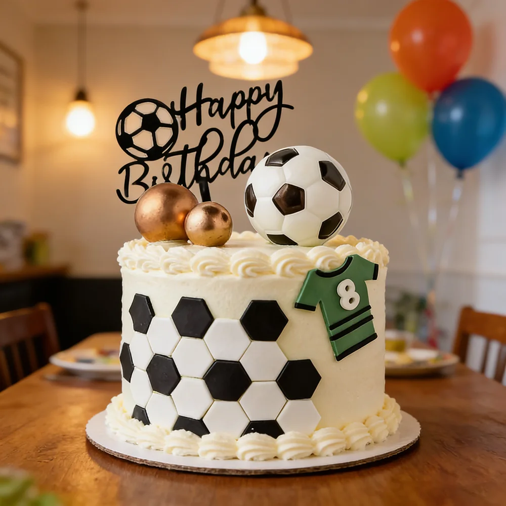 Tolle Fußball-Jungen-Kuchendekoration, Fußballspieler-Puppe für Kinder, Sport-Geburtstagsparty, Cupcake-Deko-Set