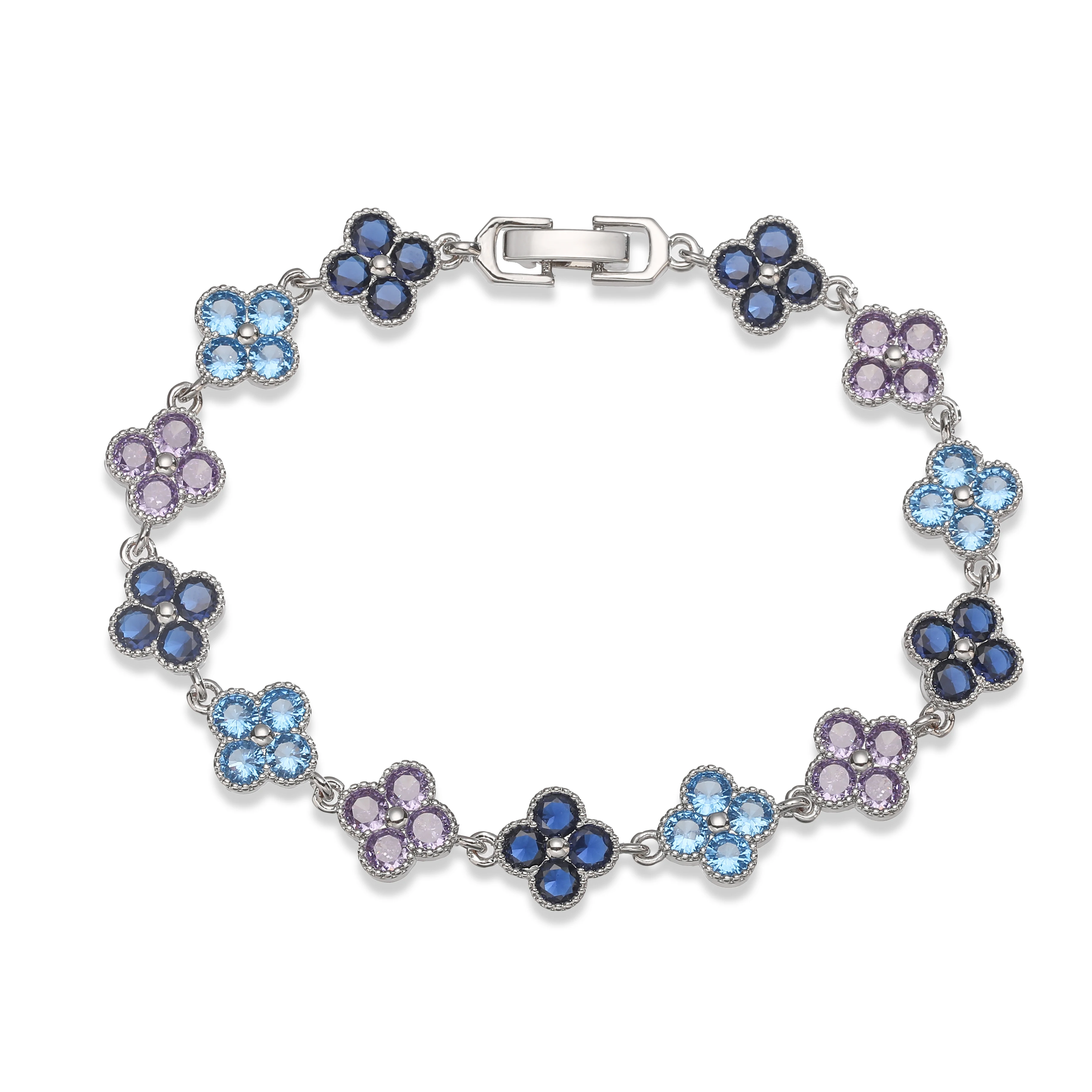 Multi-Color Zircon Flower Bracelet/Necklace Gift Set