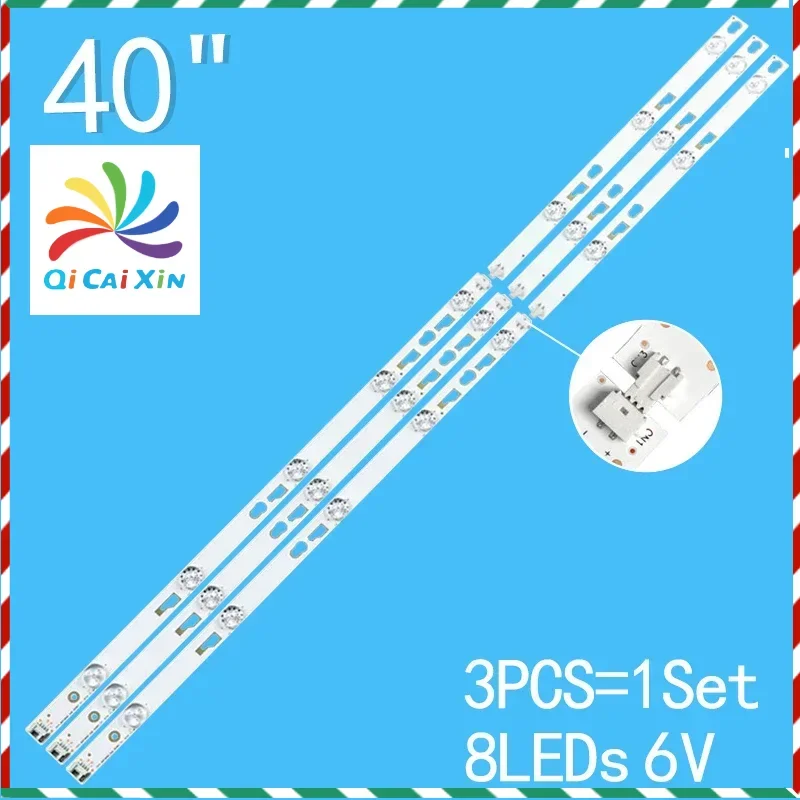 

New 3PCS/lot 780mm 8LEDs 6V For TCL 40" TV TOT_40F3800_3X8_3030C-V1 4C-LB4008-HR2 40HR330M08A2 V0 L40F3303B L40F3301B L40F3800A