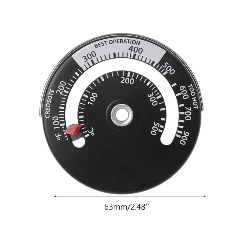 Y1ud durável ventilador lareira magnética termômetro liga alumínio com anéis cinto para medição temperatura do fogão