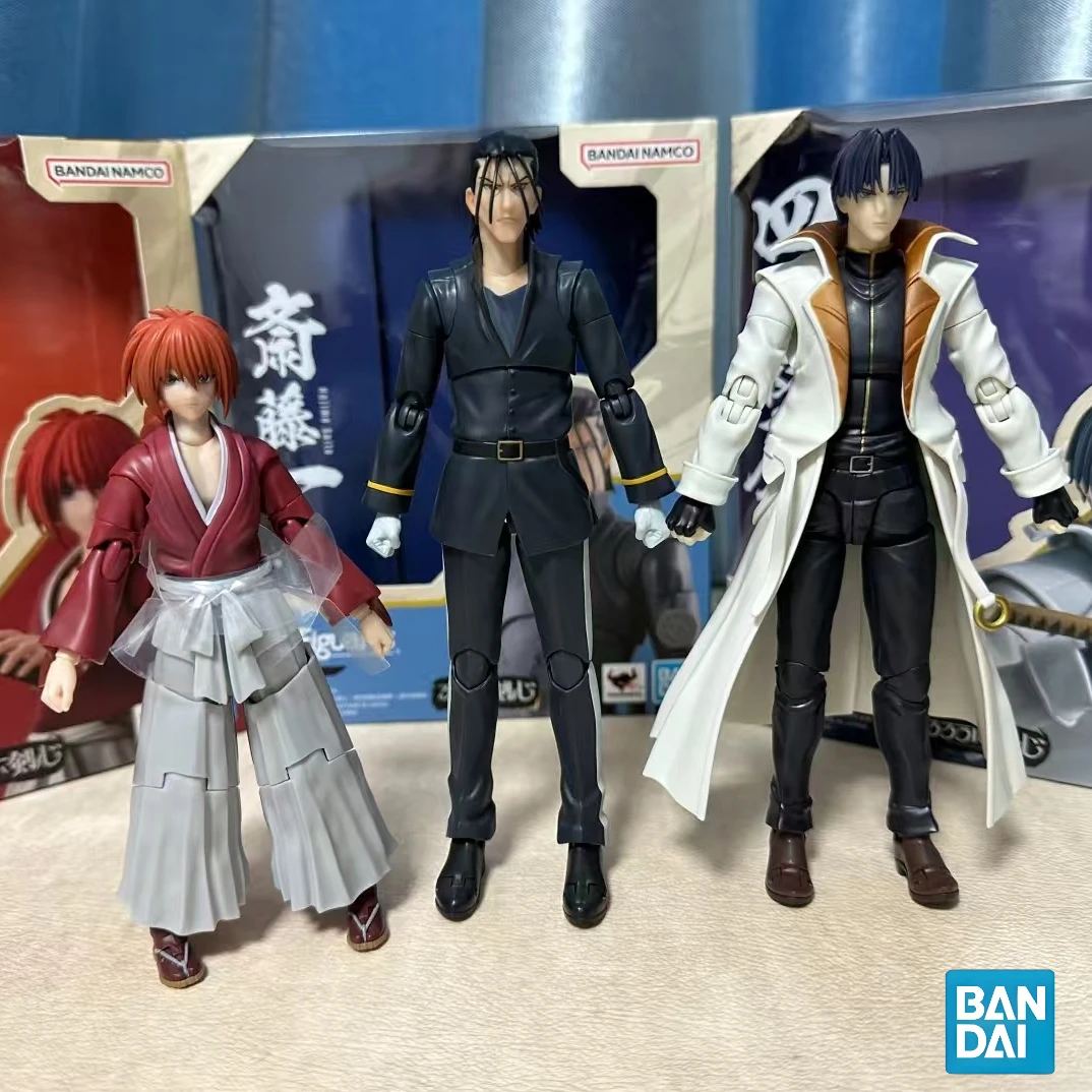 

In Stock Bandai SHF Rurouni Kenshin Himura Kenshin Shinomori Aoshi Saito Hajime Action Figures Anime Collectible Figures