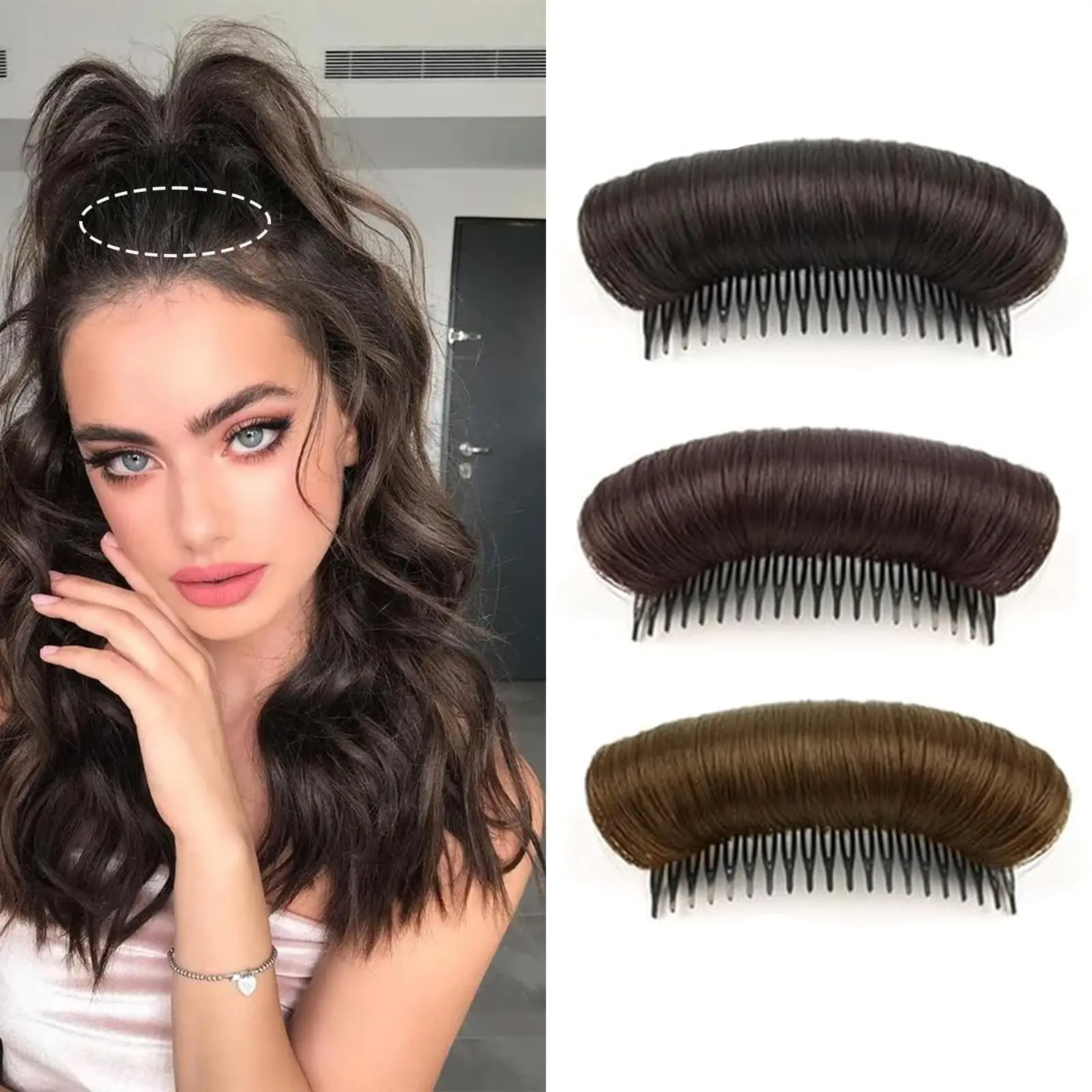 

Girls Flat Head Wig Cushion Stable Hair Top Wig Insert Comb Invisible Fluffy Hair Pad Female Heightening Artifact Hairstyle Tool