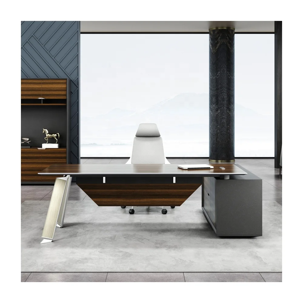 

L Shape Design Office Manager Wooden Desk Furniture CEO Desk Black Computer Table Office Desk