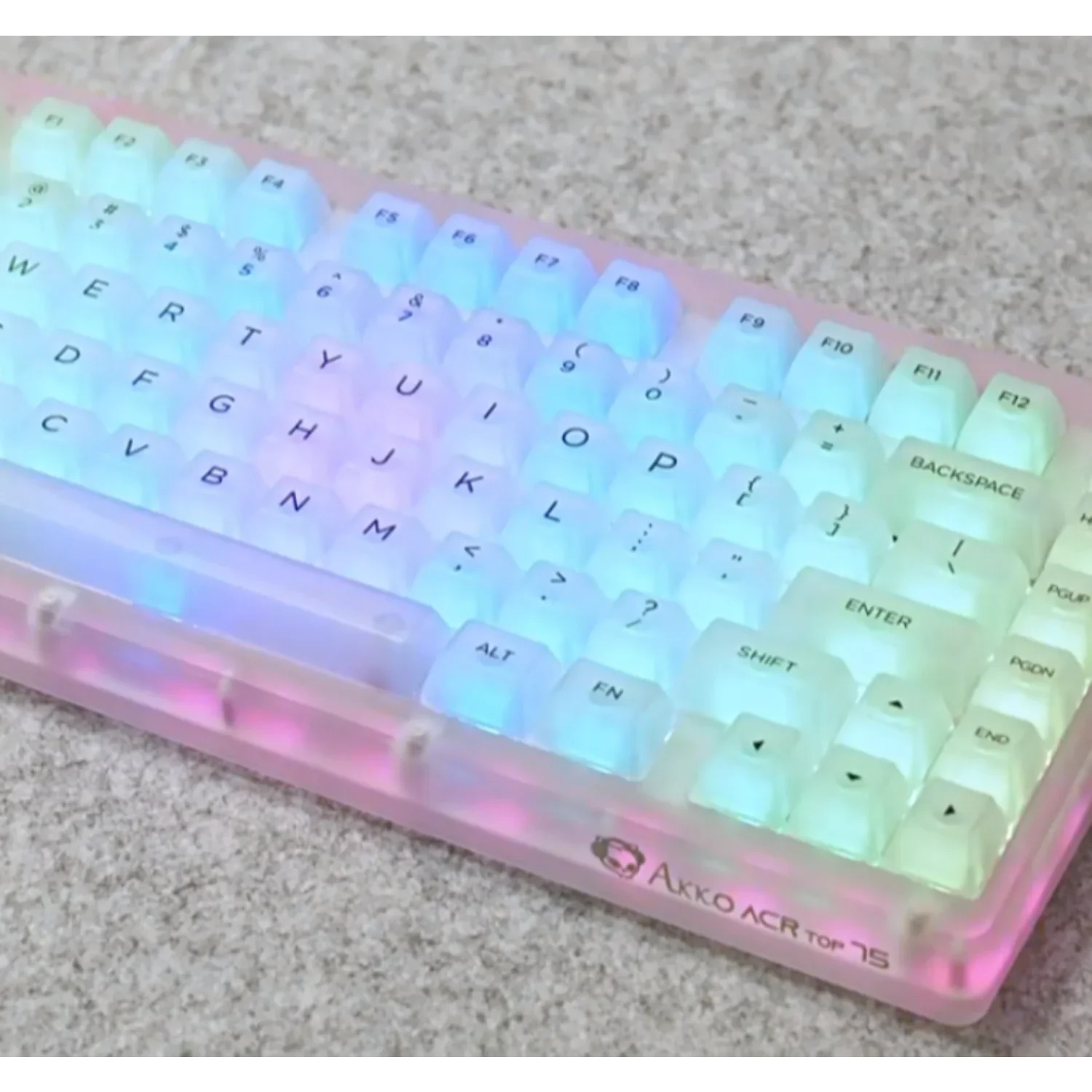 Mechanical Keyboard Ice Cube Feel Clear Transparent Keycaps ASA Height PC Material 155 Keys for 60/84/98/108 Keyboards