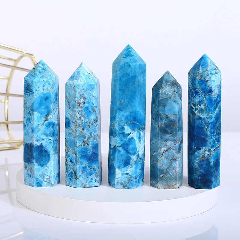 1PC Natural Blue Apatite Point Wand Meditation Crystal Healing Gemstone, Reiki Tower, Beautiful Ornament, Home Decoration, Gifts