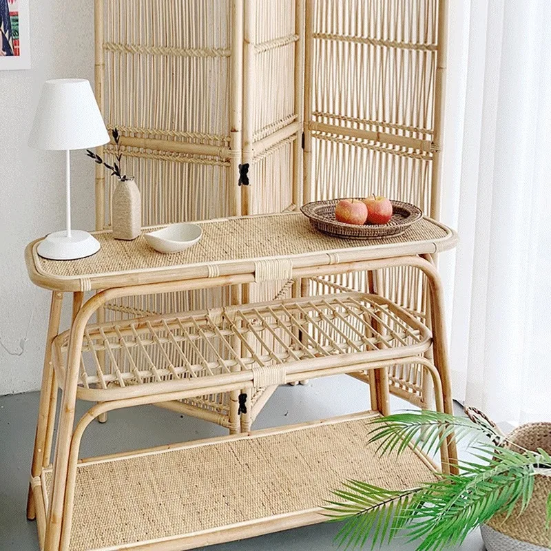 

Rattan rack ins creative corner storage three-layer pergola simple homestay ornament living room bookshelf