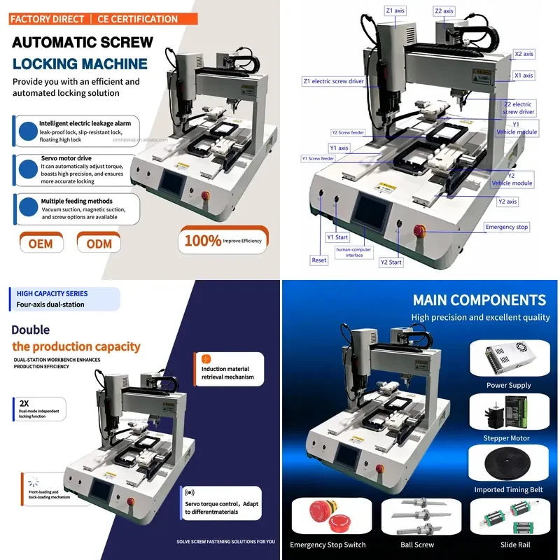 Dual-Station Double Position Automatic Screw Locking Machine PLC Touch Screen Control Servo Electric Screwdriver Bearing CE