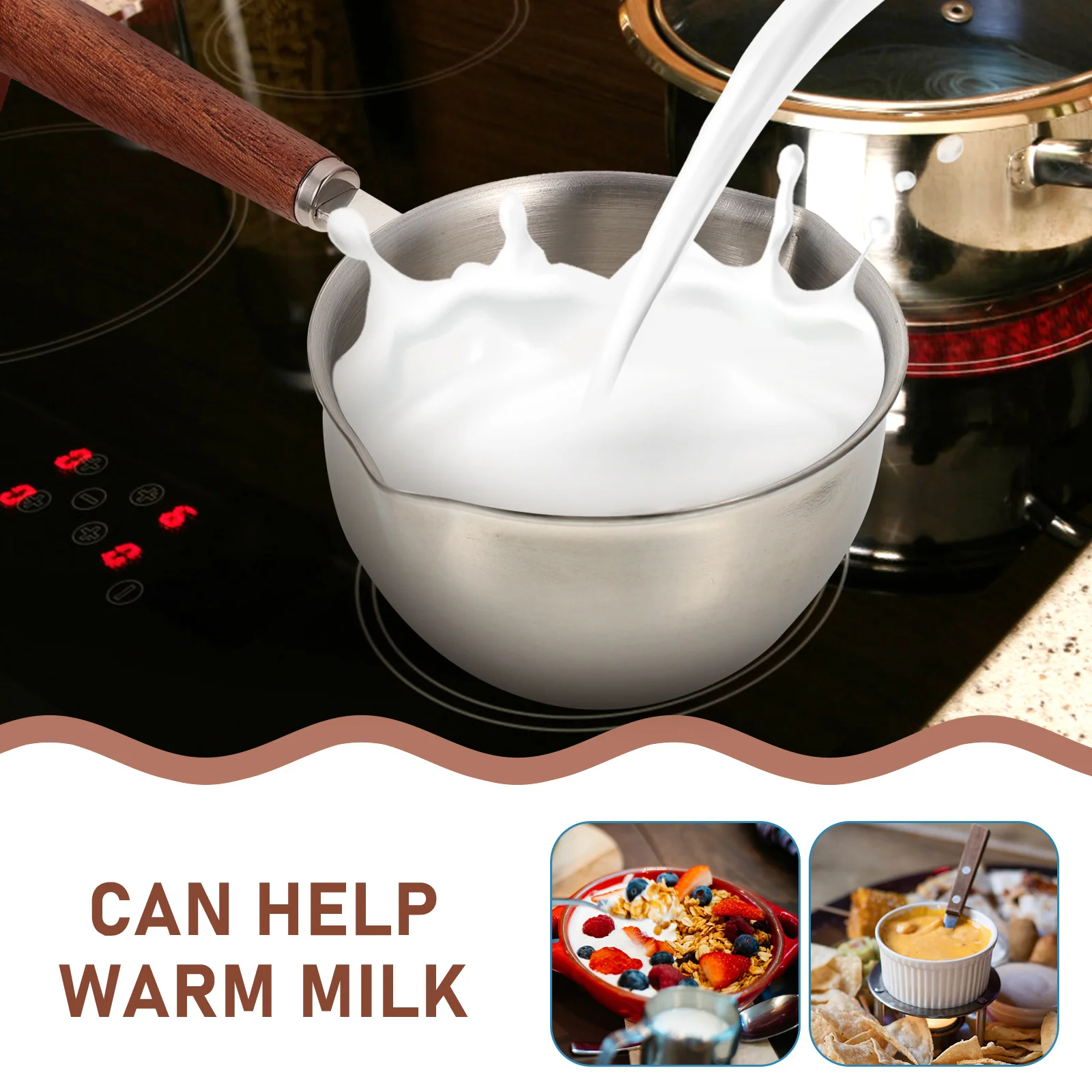 

Stainless Steel Sauce Pan Small Oil Pot For Heating Oil Fried Eggs Boiled Milk Multi-Use Non Stick Cooking Pan Reusable Metal