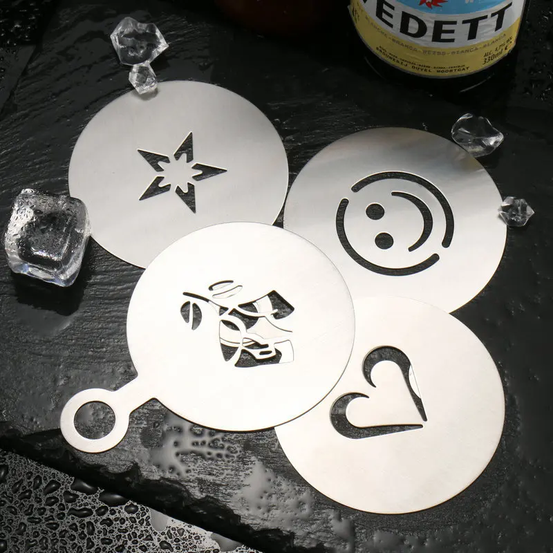 6 Fancy Coffee Drawing Molds Are Used To Thicken Coffee Milk Foam Printed Cake Decoration Templates Ice Filter