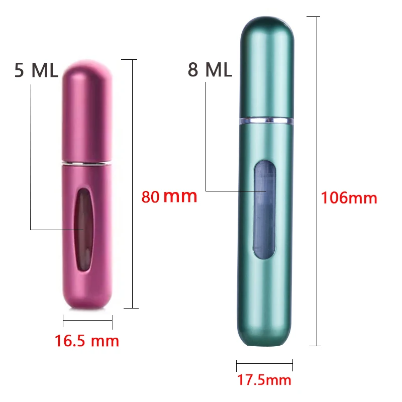 8/5ml Perfume Atomizer Portable Liquid Container for Cosmetics Traveling Mini Aluminum Spray Alcochol Empty Refillable Bottle