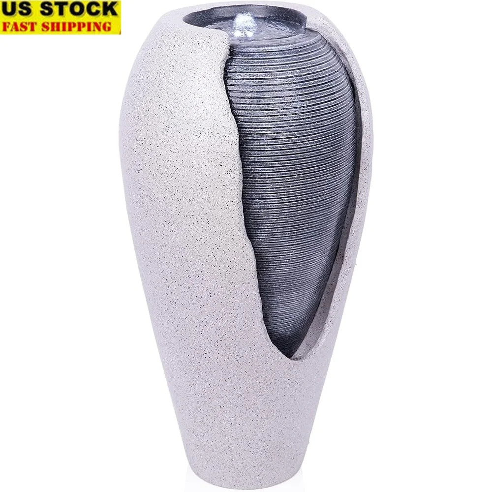 

Двухцветный ребристый фонтан высотой 29 дюймов со светодиодной подсветкой. Функция воды в помещении и на открытом воздухе. Простая установка насоса. Подключаемый декор для релаксации.