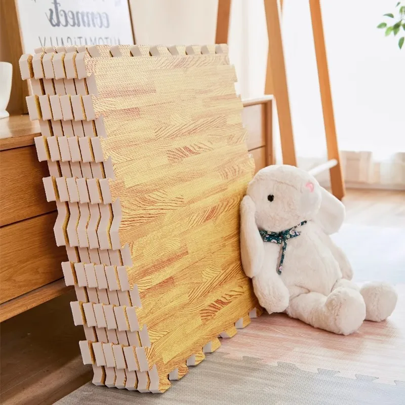 8/16Pcs Wood Grain Non-slip Floor Mat Interlocking Foam DIY Puzzle Mat for Living Room and Bedroom Home Decoration 30x30x1CM