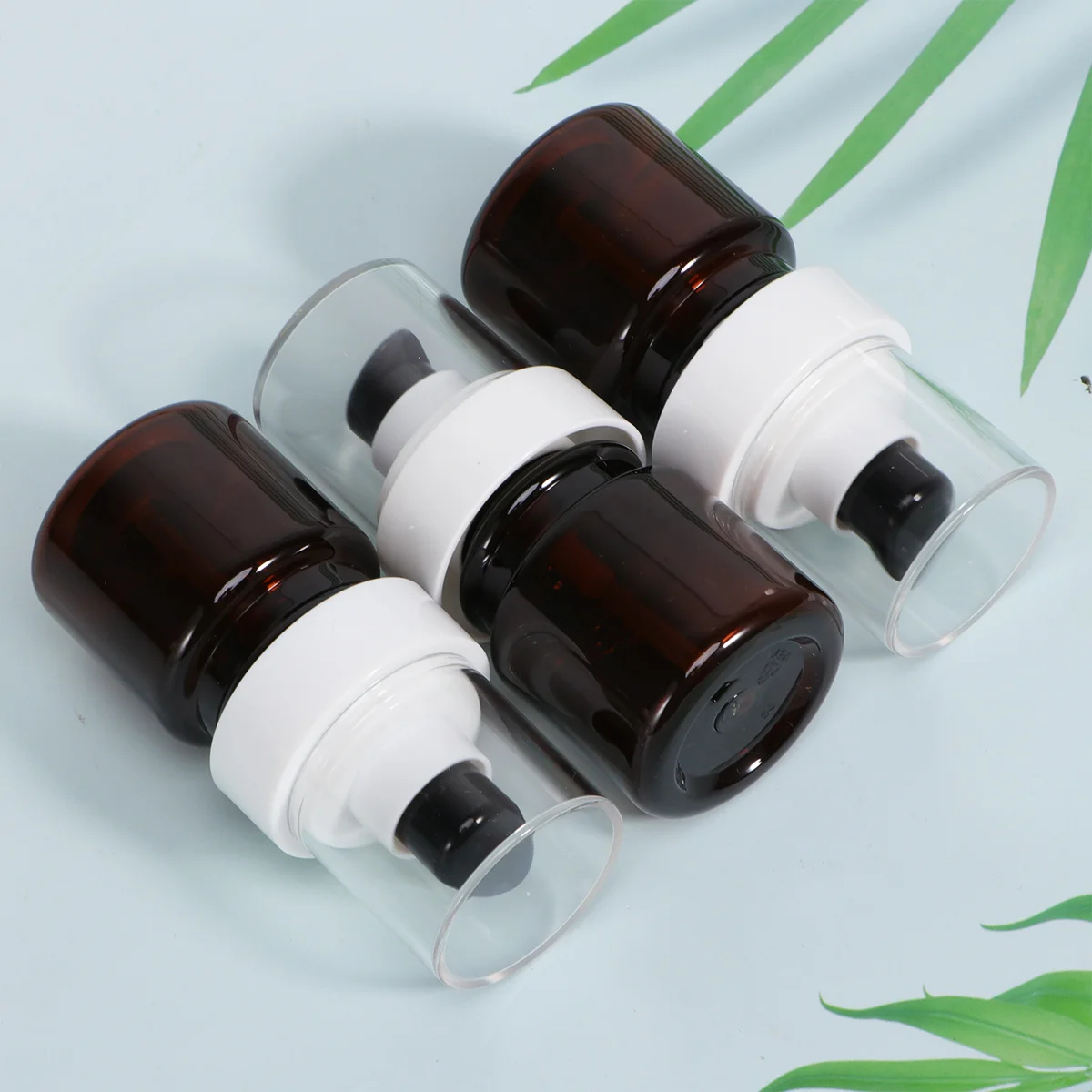 

3Pcs 80Ml Empty Pump Bottles Brown Essential Oil Bottle Portable Container Uv Protection Travel Size Refillable Liquid