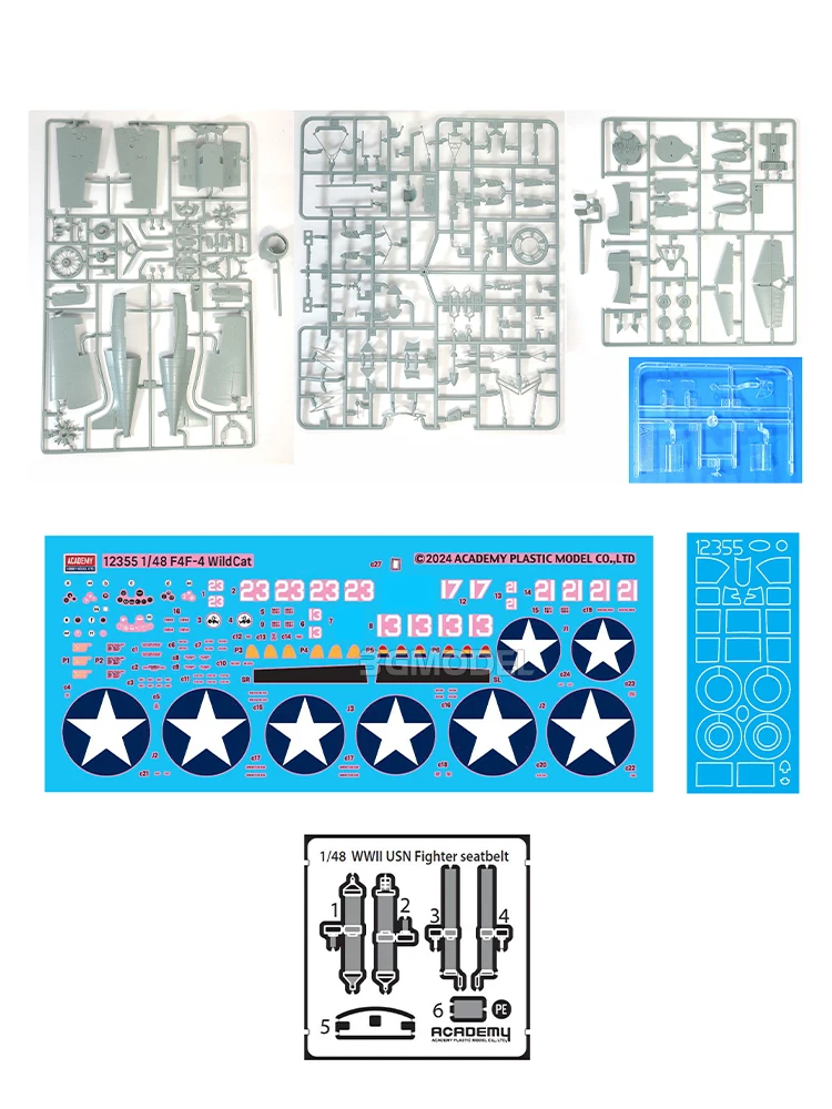 Academy Assembled Aircraft Model Kit 12355 F4F-4 Wildcat Fighter Battle of Midway 1/48