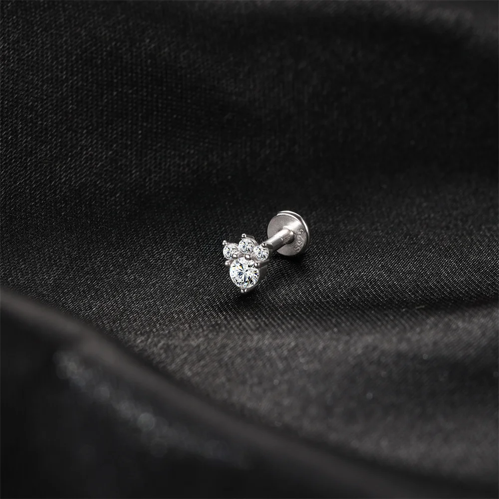 KOJ 1PC 925 Sterling Silver Zircon Stud Earring Gourd Snowflake Tassel Design For Women Delicate Daily Party Jewelry Gift