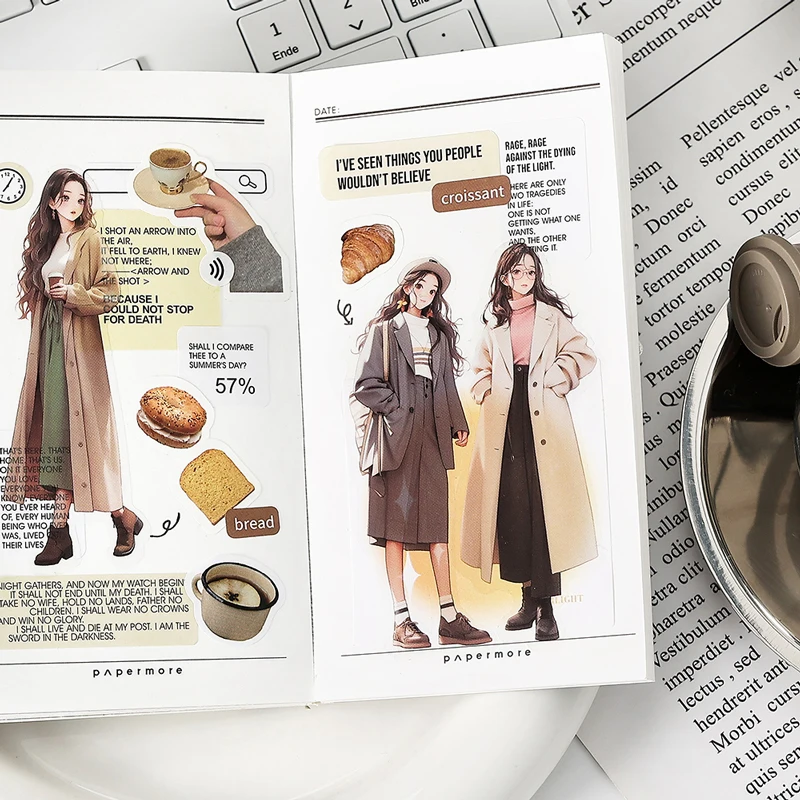 Mr. Paper 15 Sheets/bag Girl Magazine Series Stickers Artistic Style Character Dressing Materials Handbook Stickers Stationery