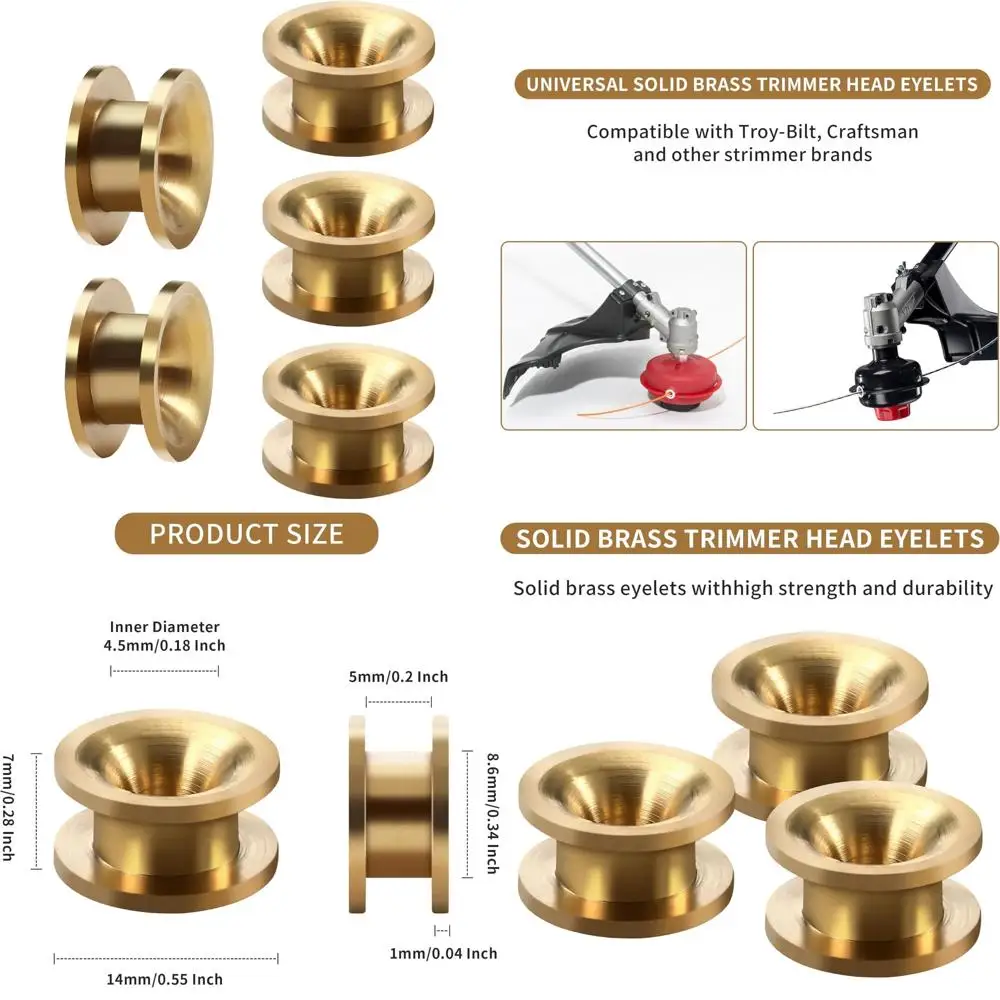 فتحات بديلة من النحاس لرؤوس تشذيب الخيوط العالمية - 5 عبوات متوافقة مع تروي بيلت، حرفي، وغيرها من العلامات التجارية