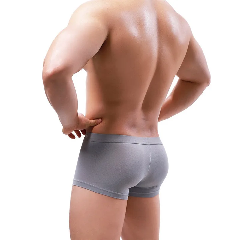 Männer erotische Stämme Eis Seide Mesh atmungsaktive Ausbuchtung Beutel Seite Schlitz Stretch Höschen Homosexuell Mode schnell trocknen bequeme weiche Boxershorts