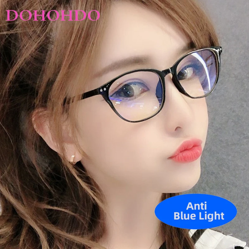 

Classic Luxury Oval Rivets Decoration Glasses Women Men Trendy Brand Designer Computer TR90 Anti Blue Light Eyeglasses Unisex