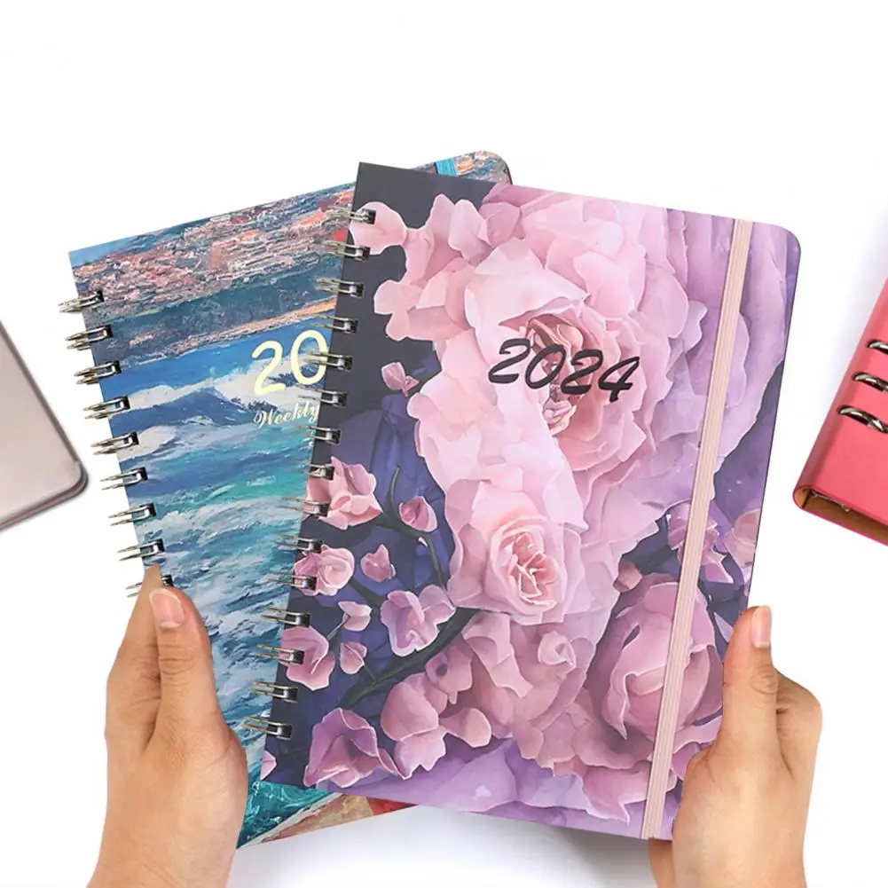 Planner Notebook Premium Flower Theme A5 Notebook Monthly Planner with Smooth Writing Thickened Pages Coil Ring Calendar Weekly