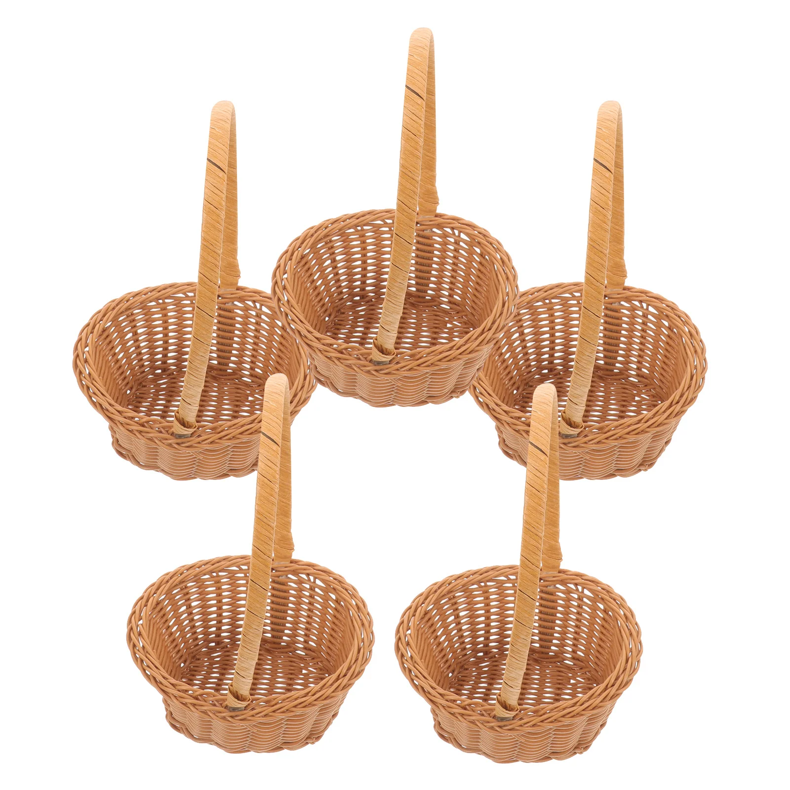 5 szt. Koszyk w stylu rustykalnym w kształcie jajka, mały koszyk pleciony z uchwytem, dekoracyjny pojemnik do przechowywania kwiatów, prezentów, dekoracja domu