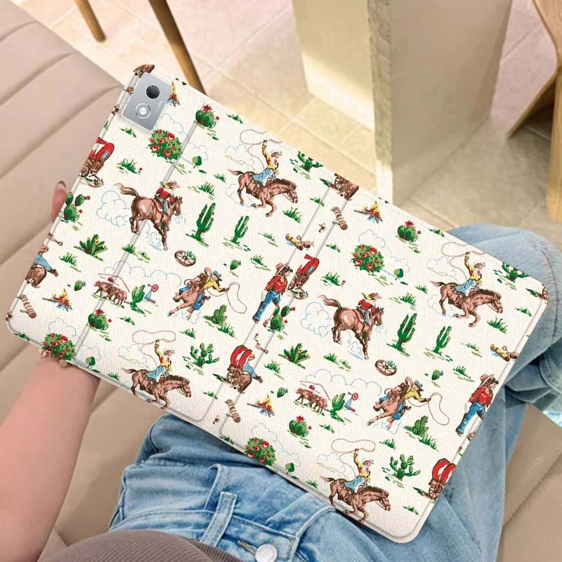 

Retro style cute cow For Legion Xiaoxin Pad Y700 K10 M10 P11 K11 Pro Plus 10.6 11.5 Inch 2021 2023 2025 Tablet Case