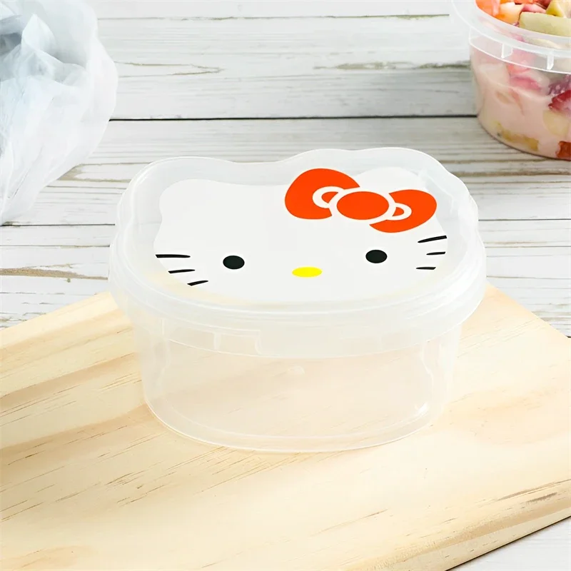 Sanrio Kawaii Hello Kitty Fresh Box Cartoon con coperchio Scatola per il pranzo Scatola per imballaggio di frutta Scatola di immagazzinaggio da