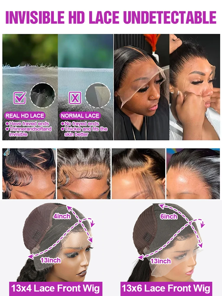 جيري مجعد HD الدانتيل الباروكة الأمامية 250% 13x4 13x6 HD الدانتيل شعر مستعار أمامي موجة المياه العميقة غير مرئية تذوب الجلد الدانتيل الجبهة خصلات الشعر المستعار الإنسان #6