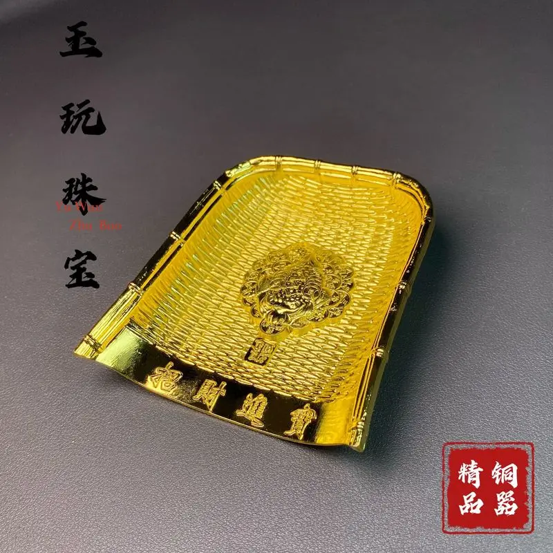 Alloy golden winnowing basket, a decorative item symbolizing a bountiful harvest, suitable for home, office, or shop openings, a