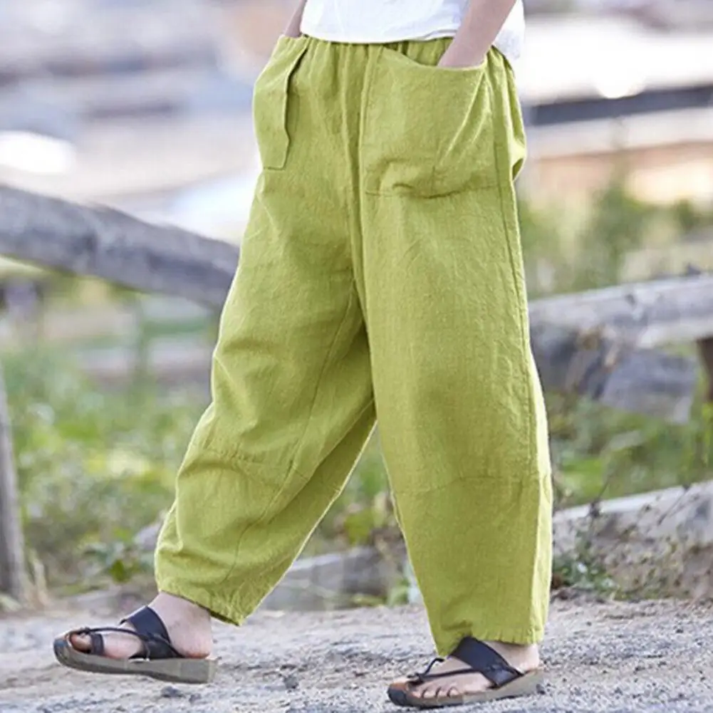 

Women Harem Pants Stylish Women's Harem Pants with Pockets Wide Leg Trousers for Everyday Wear Elastic Waistband Loose Fit