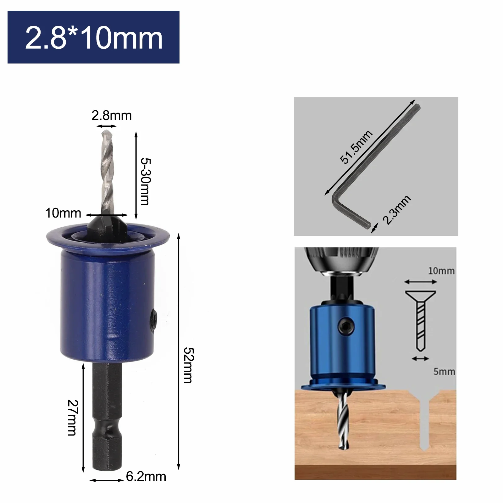 

Blue Core Limiter Countersink Hexagon Wrench Adjustable Stop Collar Core Limiter Drills Router Bit Hexagon Wrench