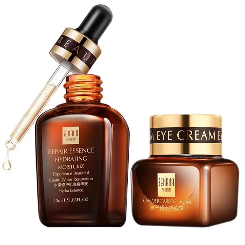 

Увлажняющая сыворотка для лица и крем для глаз, осветляющая укрепляющая эссенция с гиалуроновой кислотой, икра, крем для глаз, темные круги, средство для удаления мешков под глазами