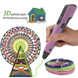 2025 New 3D Printing Pen 3D Pen with Power Adapter 9M PLA Filament Birthday Christmas New Year Gift for Kids 9 M Consumables