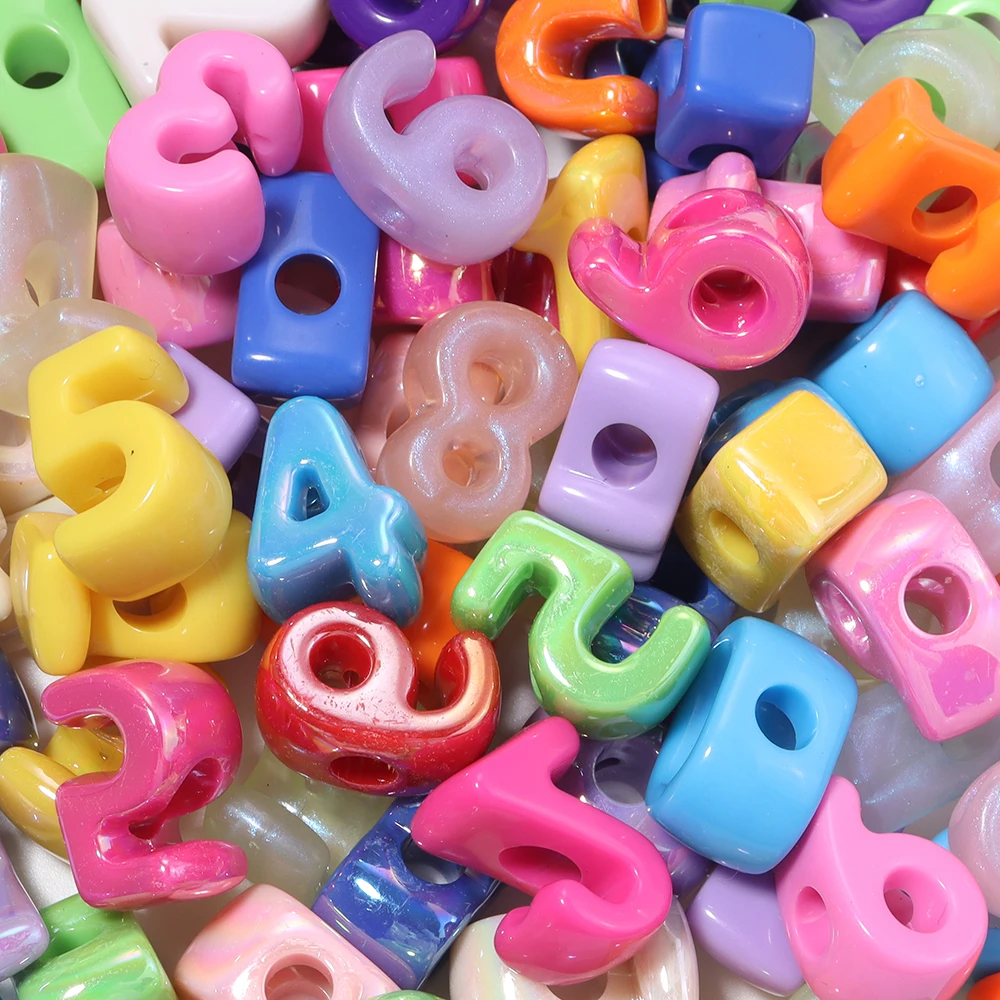 20pcs Acrylic Number Beads Random Mixed Color Large Hole Loose Spacer Beads For Jewelry Making DIY Bracelet Phone Chain Keychain view 5