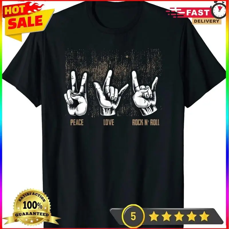 

Футболка Peace Love Rock And Roll Guitar в стиле ретро в стиле хиппи