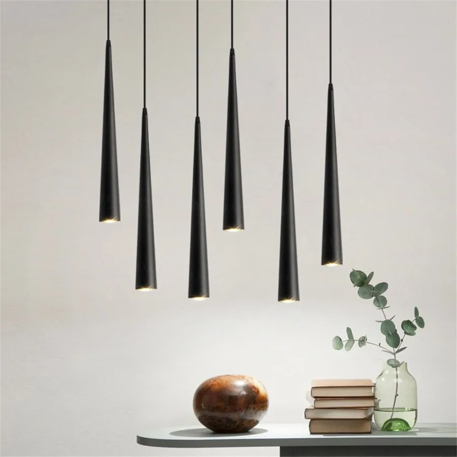 

Modern Simple Cone LED Pendant Lamp 7W GU10 Kitchen Island Dining Room Suspension Bedside Pendant Light Shop Bar Hanging Lamp