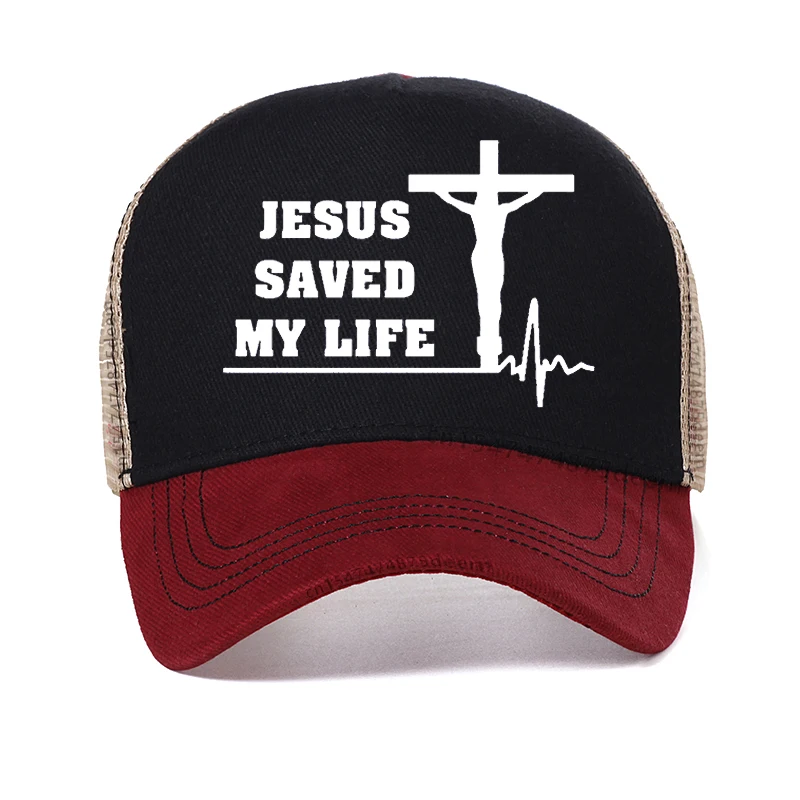 

Jesus Saved My Life Hat Christian Baseball Cap Faddish Men Casual Adjustable summer Mesh Breathable hats Cotton Dad Hat