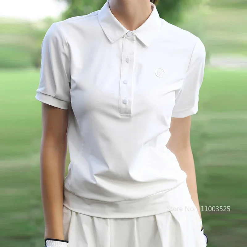 MG Golf Short Sleeve Polo Shirt for Women Quick-Dry Summer Golf Tops Female High-waist Pleated Skirt Tennis Casual Skorts Set
