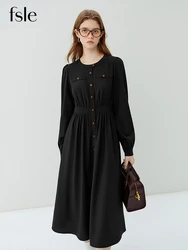FSLE Long Sleeved Dress For Women's 2023 New Temperament Commuting Shirt Dress For Women Pink Black Women Dress Office Lady