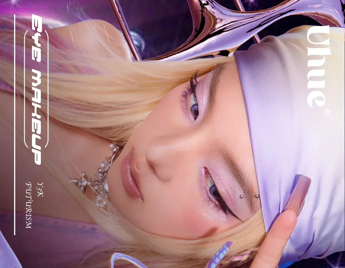 Uhue Y3K ALL Series Blu Smoky Shimmer Ombretto singolo Scintillante Glitter Occhi polari Trucco occhi delicati a lunga durata