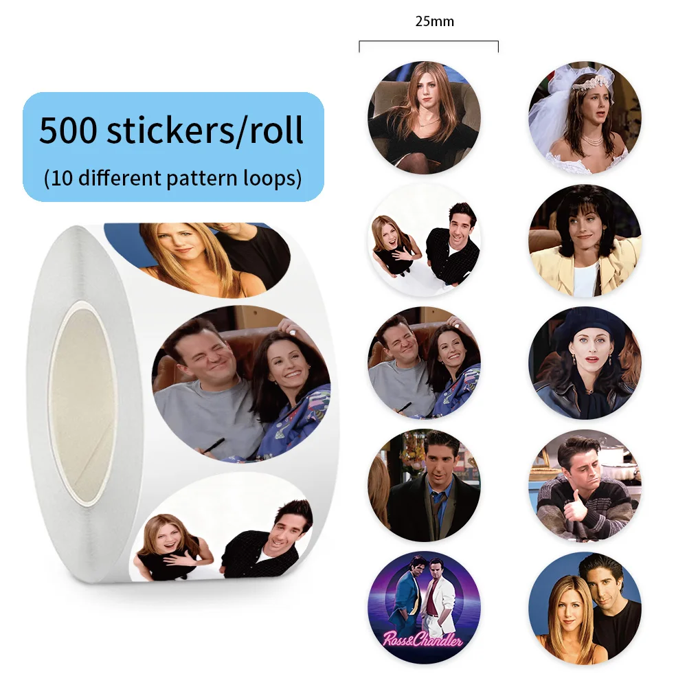 500 teile/rolle Klassische TV Show Freunde Cartoon Dicht Aufkleber DIY PVC Laptop Aufkleber Dekoration Stiker Belohnung Geschenk Spielzeug