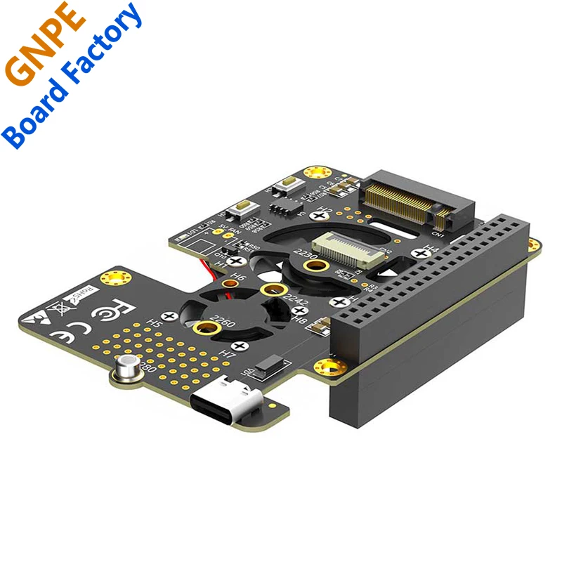 Raspberry Pi 5 PCIe เพื่อ M.2 NVMe SSD 2280 SSD พร้อมพัดลมคู่3in1บอร์ดขยาย